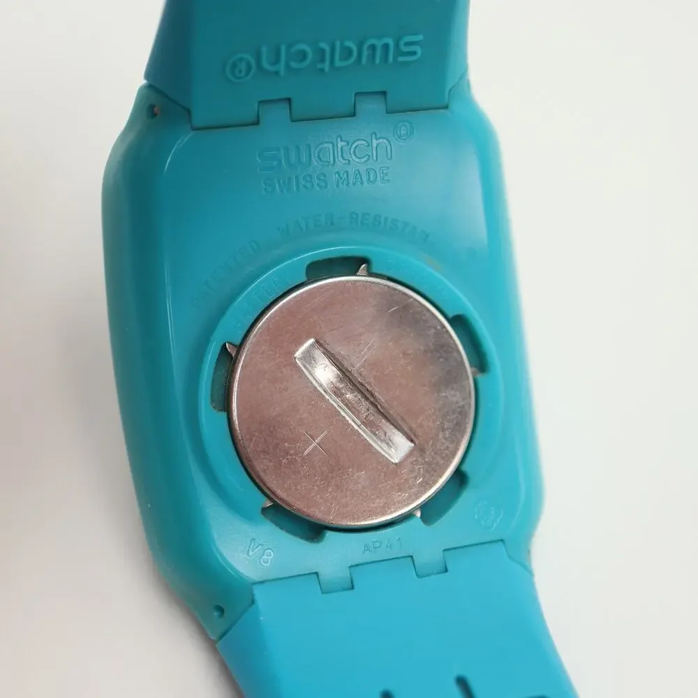 Swatch Touch Blue Digital 39mm Watch Alarm Chrono Timer Silicone w New Battery